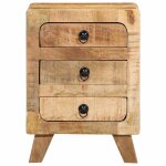 Vidaxl table de chevet 2 pcs 37x32x50 cm bois massif de manguier brut