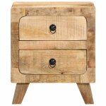Vidaxl table de chevet 2 pcs 40x32x46 cm bois massif de manguier brut