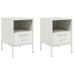 Vidaxl tables de chevet 2 pcs blanc 36x39x50, 5 cm acier