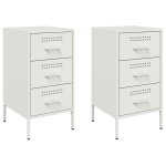 Vidaxl tables de chevet 2 pcs blanc 36x39x68 cm acier