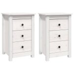 Vidaxl tables de chevet 2 pcs blanc 40x35x61, 5 cm bois de pin massif