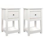 Vidaxl tables de chevet 2 pcs blanc 40x35x61, 5 cm bois de pin massif