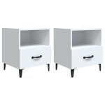 Vidaxl tables de chevet 2 pcs blanc bois d'ing�nierie