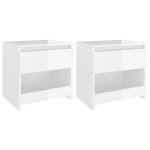 Vidaxl tables de chevet 2 pcs blanc brillant 40x30x39 cm agglomr