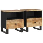Vidaxl tables de chevet 2 pcs bois de manguier solide et d'ingnierie