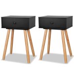 Vidaxl table de chevet 2 pcs bois de pin massif 40 x 30 x 61 cm noir