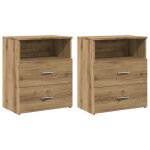 Vidaxl tables de chevet 2 pcs ch�ne artisanal bois d'ing�nierie