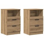 Vidaxl tables de chevet 2 pcs ch�ne artisanal bois d'ing�nierie
