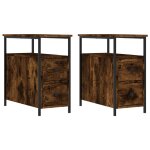 Vidaxl tables de chevet 2 pcs ch�ne fum� 30x60x60 cm bois d'ing�nierie