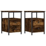 Vidaxl tables de chevet 2 pcs ch�ne fum� 34x35, 5x50 cm bois ing�nierie