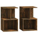 Vidaxl tables de chevet 2 pcs ch�ne fum� 35x35x55 cm bois d'ing�nierie