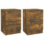 Vidaxl tables de chevet 2 pcs ch�ne fum� 38x35x56 cm bois d'ing�nierie