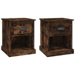 Vidaxl tables de chevet 2 pcs ch�ne fum� 39x39x47, 5 cm bois ing�nierie