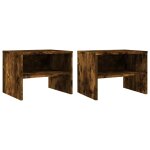 Vidaxl tables de chevet 2 pcs ch�ne fum� 40x30x30 cm bois d'ing�nierie