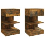 Vidaxl tables de chevet 2 pcs ch�ne fum� 40x35x65 cm bois d?ing�nierie