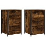 Vidaxl tables de chevet 2 pcs ch�ne fum� 40x36x60 cm bois d?ing�nierie