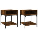 Vidaxl tables de chevet 2 pcs ch�ne fum� 40x41x50 cm bois d?ing�nierie