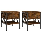 Vidaxl tables de chevet 2 pcs ch�ne fum� 40x42x45 cm bois d?ing�nierie