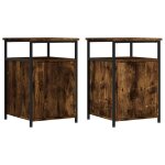 Vidaxl tables de chevet 2 pcs ch�ne fum� 40x42x60 cm bois d'ing�nierie