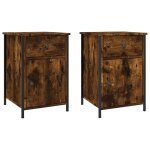 Vidaxl tables de chevet 2 pcs ch�ne fum� 40x42x60 cm bois d'ing�nierie
