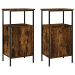 Vidaxl tables de chevet 2 pcs ch�ne fum� 41x31x80 cm bois ing�nierie