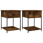 Vidaxl tables de chevet 2 pcs ch�ne fum� 44x45x58 cm bois d?ing�nierie