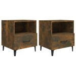 Vidaxl tables de chevet 2 pcs ch�ne fum� bois d'ing�nierie