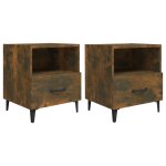 Vidaxl tables de chevet 2 pcs chne fum bois d'ingnierie