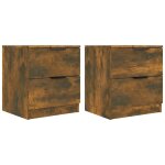 Vidaxl tables de chevet 2 pcs ch�ne fum� bois d'ing�nierie