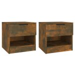 Vidaxl tables de chevet 2 pcs ch�ne fum� bois d'ing�nierie