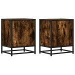 Vidaxl tables de chevet 2 pcs chne fum bois d'ingnierie et mtal