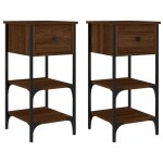 Vidaxl tables de chevet 2 pcs ch�ne marron 34x36x70 cm bois ing�nierie