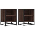 Vidaxl tables de chevet 2 pcs chne marron bois d'ingnierie et mtal