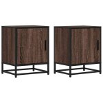 Vidaxl tables de chevet 2 pcs chêne marron bois d'ingénierie et métal Vidaxl tables de chevet 2 pcs chêne marron bois d'ingénierie et métal