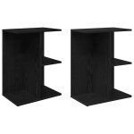 Vidaxl tables de chevet 2 pcs ch�ne noir 46, 5x29x61 cm bois ing�nierie