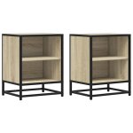 Vidaxl tables de chevet 2 pcs chne sonoma bois d'ingnierie et mtal