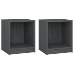 Vidaxl tables de chevet 2 pcs gris 35, 5x33, 5x41, 5cm bois de pin massif