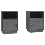 Vidaxl tables de chevet 2 pcs gris 40x34x55 cm bois de pin massif