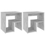 Vidaxl tables de chevet 2 pcs gris b�ton 40x30x40 cm bois d'ing�nierie