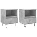 Vidaxl tables de chevet 2 pcs gris b�ton 40x35x50 cm bois d?ing�nierie