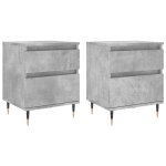 Vidaxl tables de chevet 2 pcs gris b�ton 40x35x50 cm bois d?ing�nierie