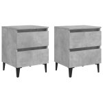 Vidaxl tables de chevet 2 pcs gris bton 40x35x50 cm bois d'ingnierie