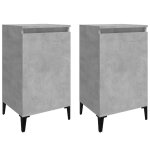 Vidaxl tables de chevet 2 pcs gris b�ton 40x35x70 cm bois d'ing�nierie