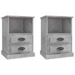 Vidaxl tables de chevet 2 pcs gris b�ton 43x36x60 cm