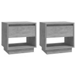 Vidaxl tables de chevet 2 pcs gris b�ton 45x34x44 cm bois d'ing�nierie