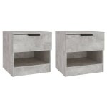 Vidaxl tables de chevet 2 pcs gris b�ton bois d'ing�nierie