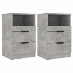 Vidaxl tables de chevet 2 pcs gris b�ton bois d'ing�nierie
