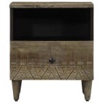 Vidaxl tables chevet 2 pcs gris clair 40x33x46 cm bois manguier solide