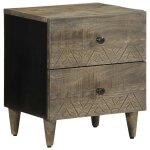 Vidaxl tables chevet 2 pcs gris clair 40x33x46 cm bois manguier solide