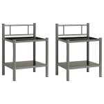 Vidaxl tables de chevet 2 pcs gris et noir mtal et verre